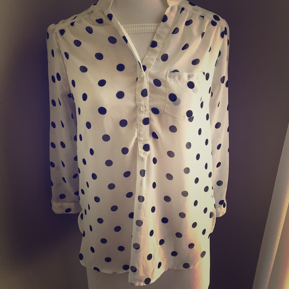 Pinky Black and White Polka Dot Botton Down